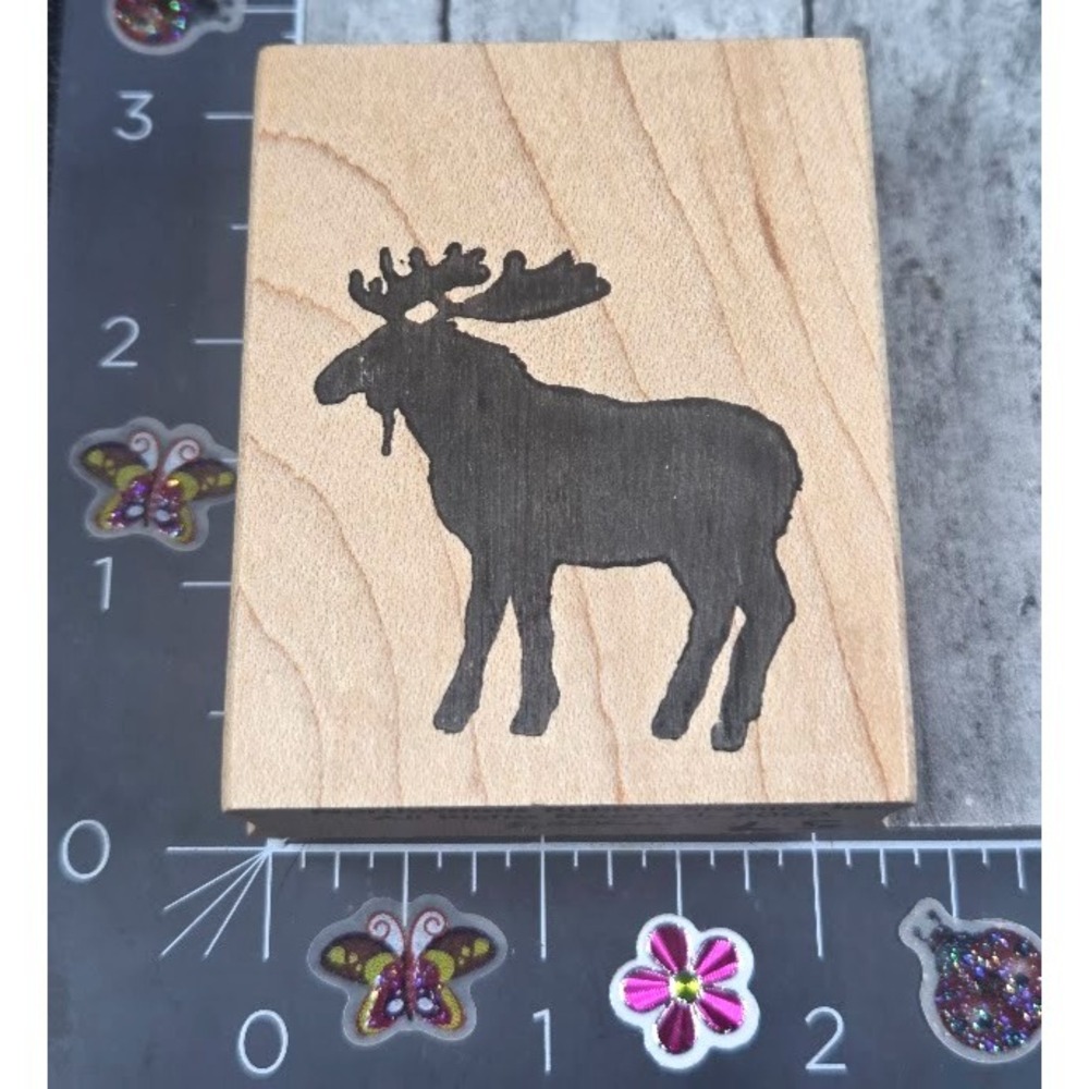 Northwoods Moose Silhouette Shadow Rubber Stamp Wood #E17